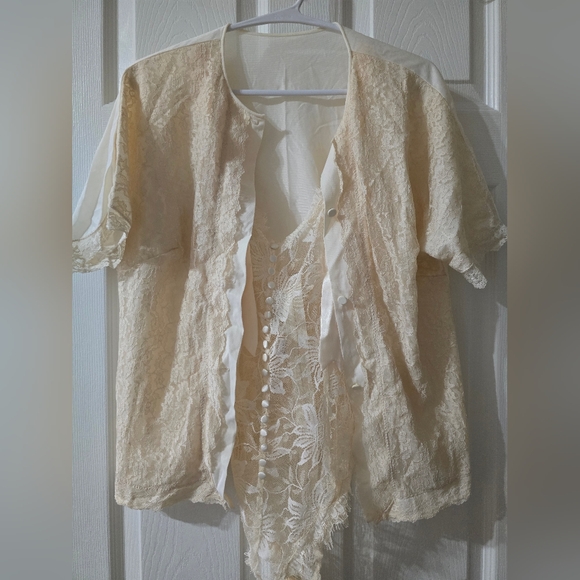 Vintage Victoria's Secret Gold Label Cream Lace Lingerie Bridal Sleep Set, EUC! - Picture 1 of 16